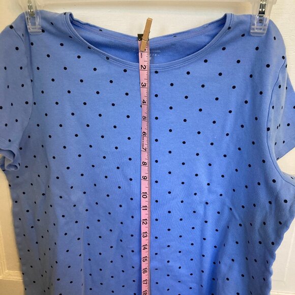 Croft & Barrow Crew Neck Short Sleeve Tee Blue Polka Dots - Picture 1 of 6